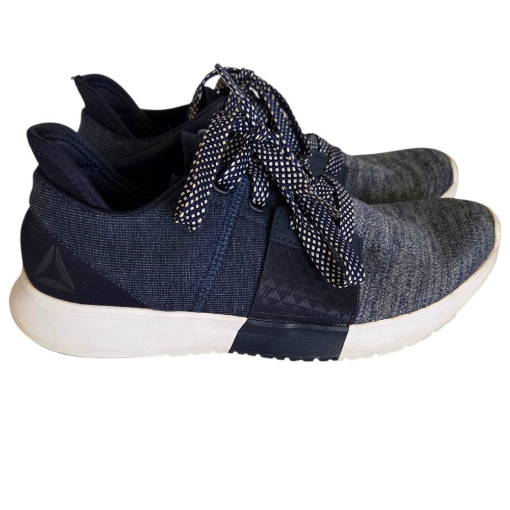 Reebok Trilux Run Athletic Sneakers Navy Blue Heather Casual Sz 7